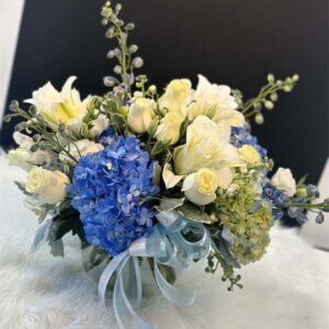 Small Blue & White Sympathy Vase Arrangement - Designers Choice