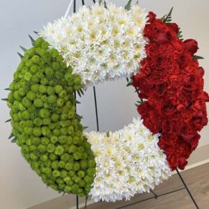 Green, White & Red Sympathy Wreath - Designers Choice