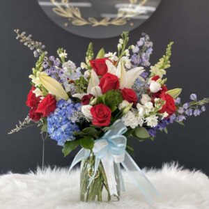 Patriotic Sympathy Vase Arrangement - Designers Choice