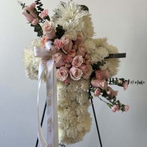 Pink & White Sympathy Cross - Designers Choice